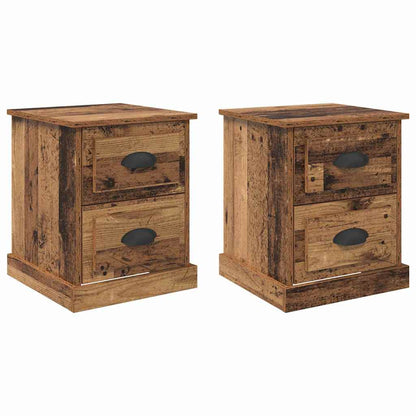 vidaXL Bedside Cabinet 2 pcs Old Wood 39 x 39 x 47.5 cm