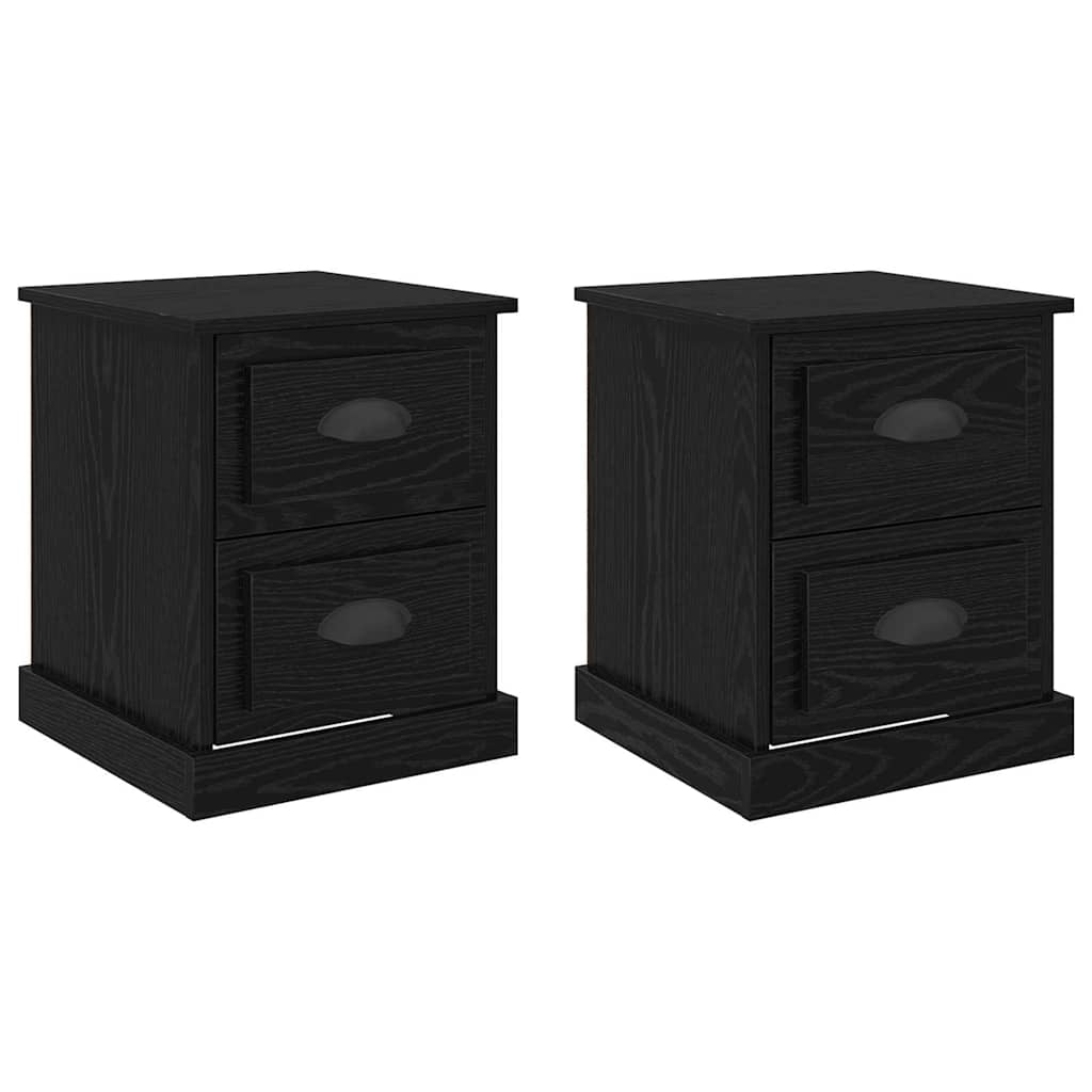 vidaXL Bedside Cabinet with Drawer 2 pcs Black Oak 39 x 39 x 47.5 cm