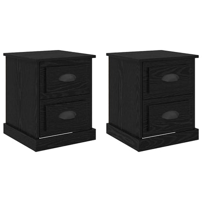 vidaXL Bedside Cabinet with Drawer 2 pcs Black Oak 39 x 39 x 47.5 cm