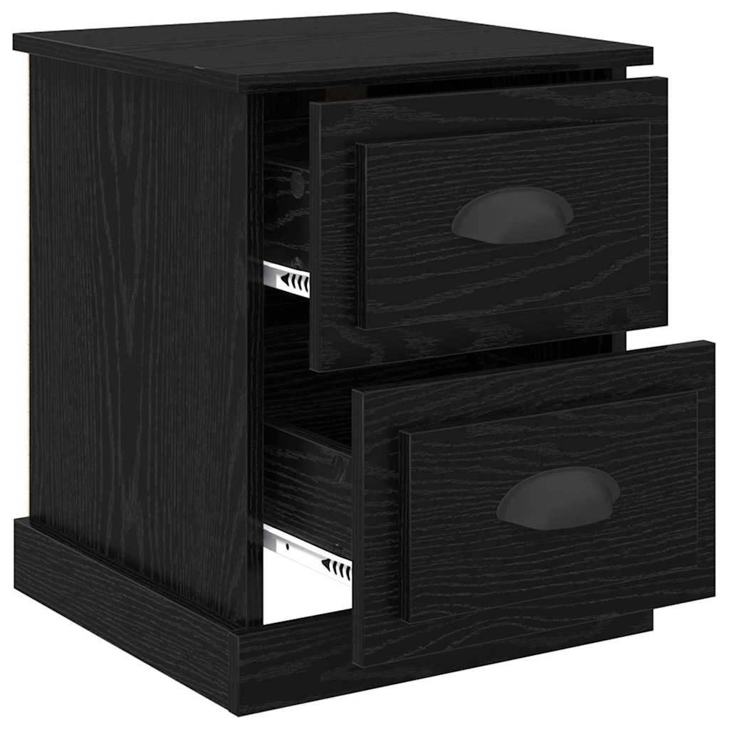 vidaXL Bedside Cabinet with Drawer 2 pcs Black Oak 39 x 39 x 47.5 cm