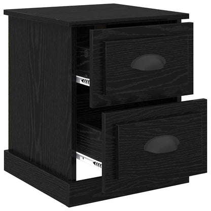 vidaXL Bedside Cabinet with Drawer 2 pcs Black Oak 39 x 39 x 47.5 cm
