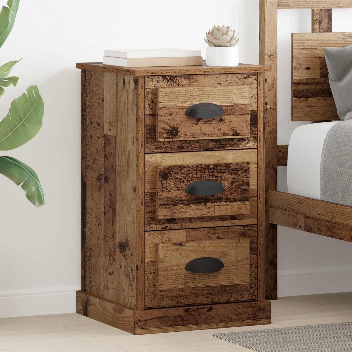 vidaXL Bedside Cabinet Old Wood 39 x 39 x 67.5 cm Engineered Wood