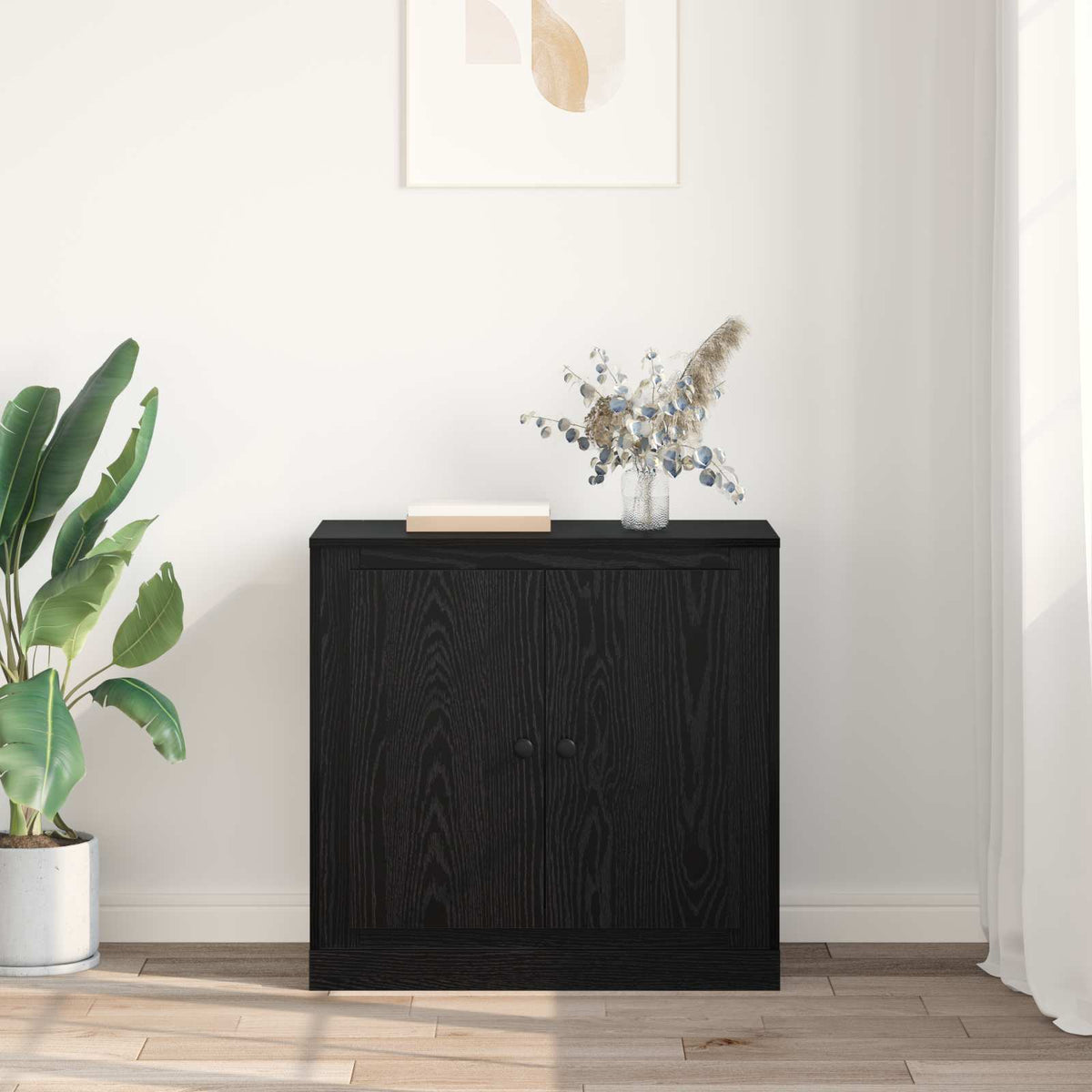 vidaXL Sideboard 70 x 35.5 x 67.5 cm Black Oak Engineered Wood