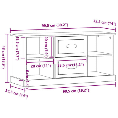 vidaXL TV Cabinet Black Oak 99.5 x 35.5 x 48 cm Engineered Wood