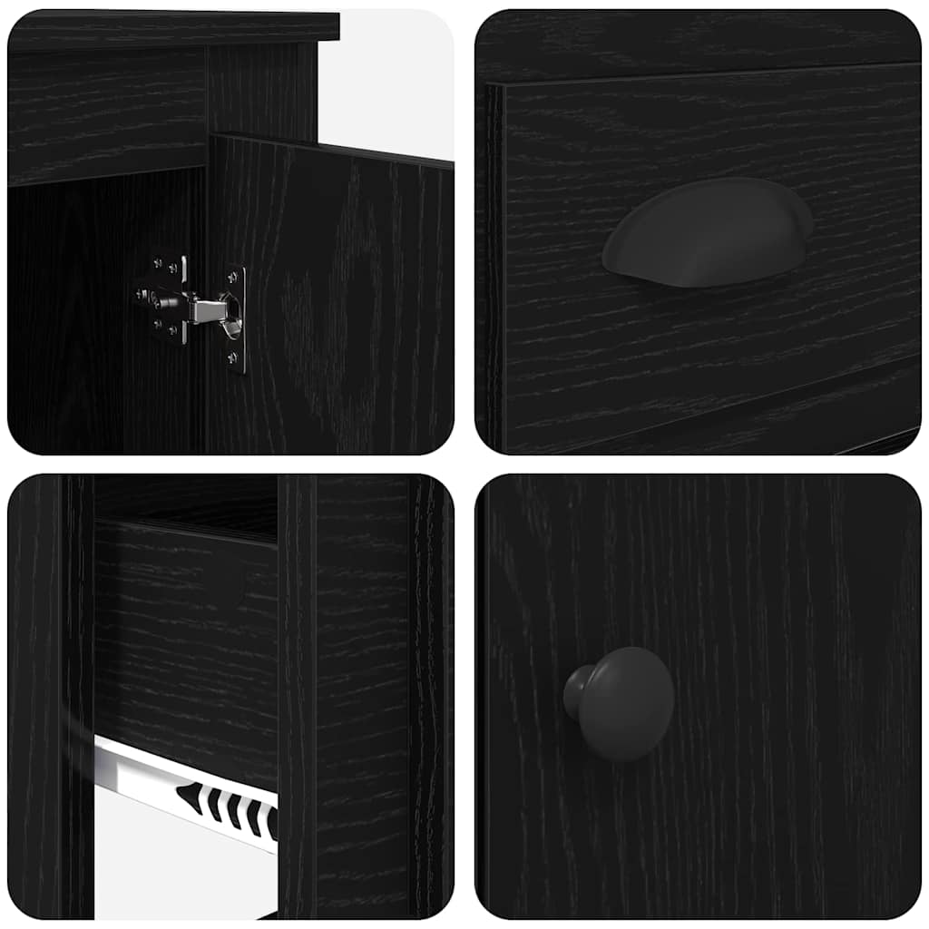 vidaXL Highboard Black Oak 60 x 35.5 x 103.5 cm Engineered Wood
