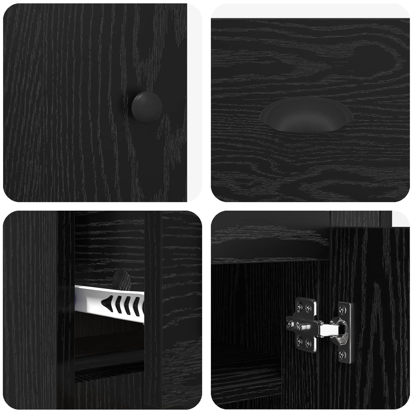 vidaXL Highboard Black Oak 70 x 35.5 x 67.5 cm Engineered Wood