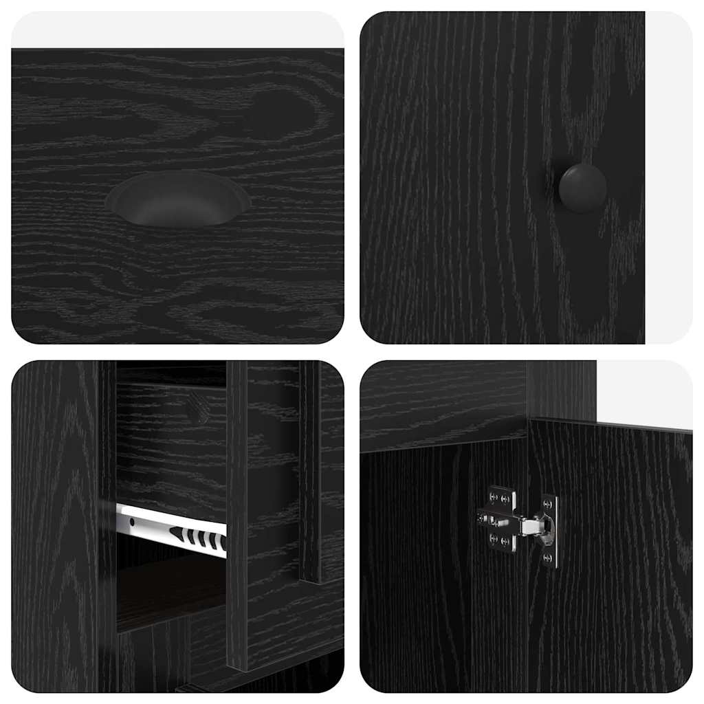 vidaXL Side Cabinet Black Oak 40 x 50 x 75 cm Engineered Wood