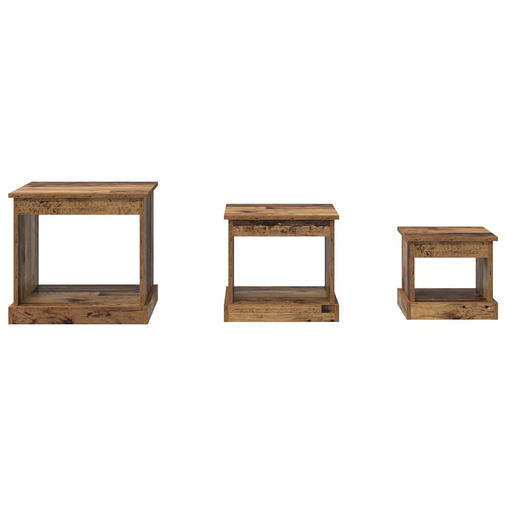 vidaXL Coffee Table 3 pcs Old Wood Engineered Wood
