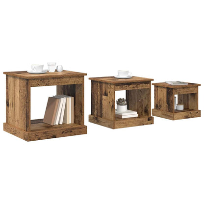 vidaXL Coffee Table 3 pcs Old Wood Engineered Wood