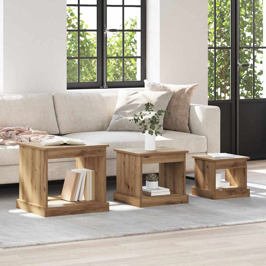 vidaXL Coffee Table 3 pcs Artisan Oak 48 x 45 x 45 cm Engineered Wood