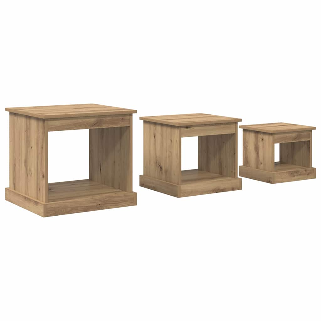 vidaXL Coffee Table 3 pcs Artisan Oak 48 x 45 x 45 cm Engineered Wood