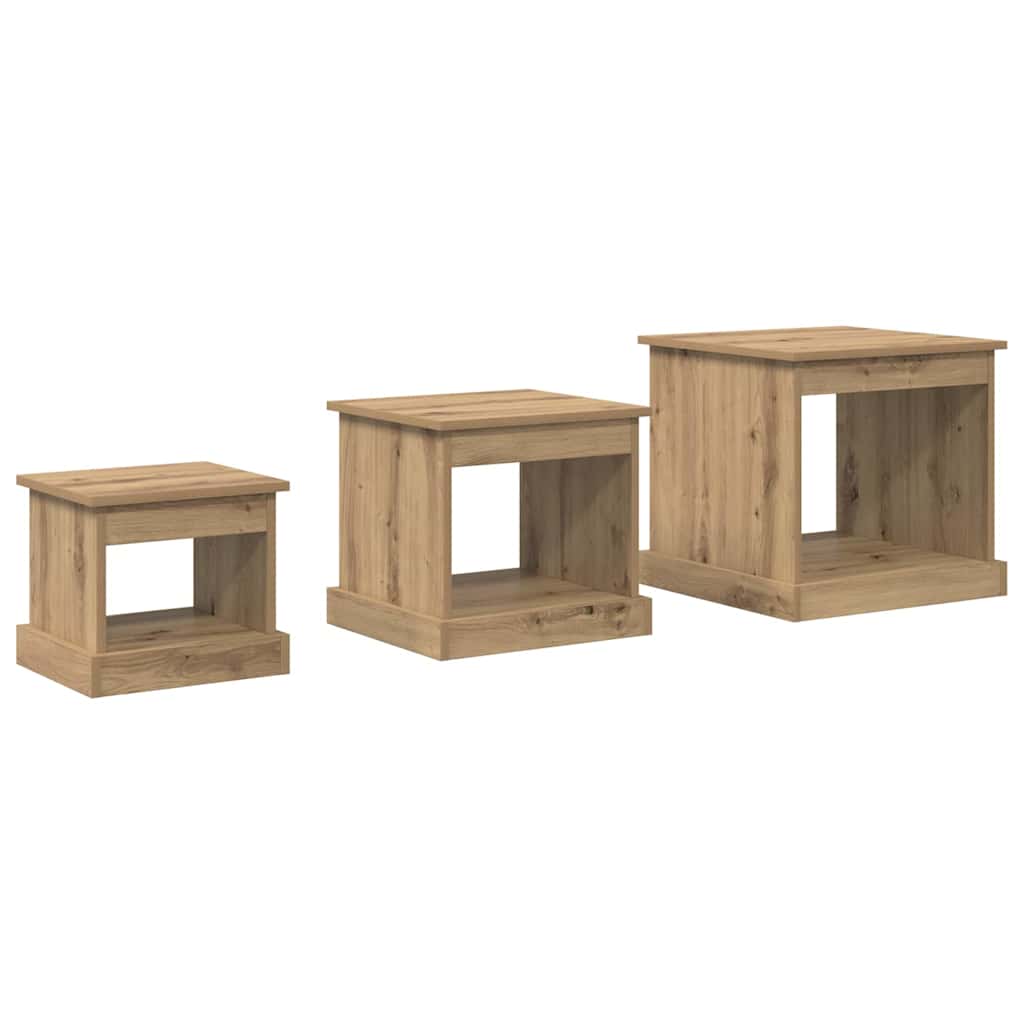 vidaXL Coffee Table 3 pcs Artisan Oak 48 x 45 x 45 cm Engineered Wood