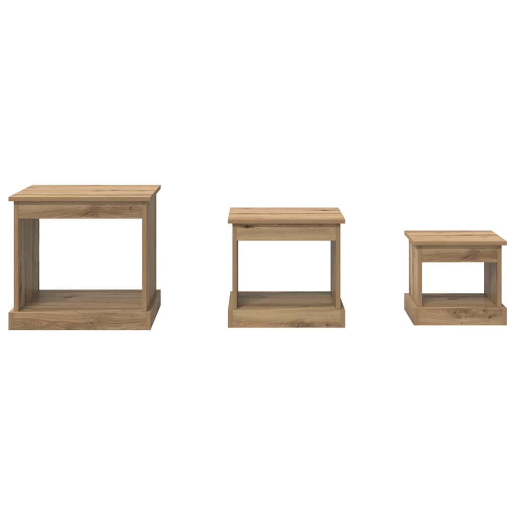 vidaXL Coffee Table 3 pcs Artisan Oak 48 x 45 x 45 cm Engineered Wood