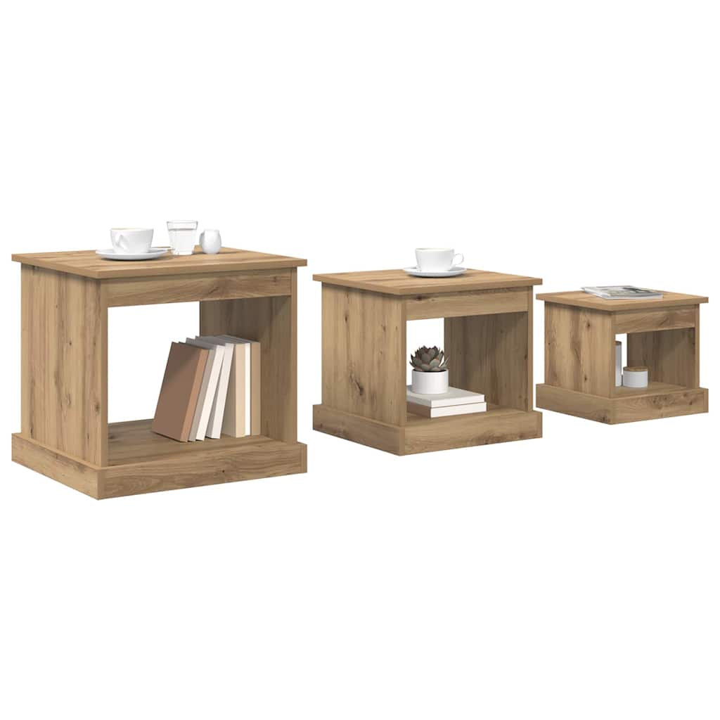 vidaXL Coffee Table 3 pcs Artisan Oak 48 x 45 x 45 cm Engineered Wood