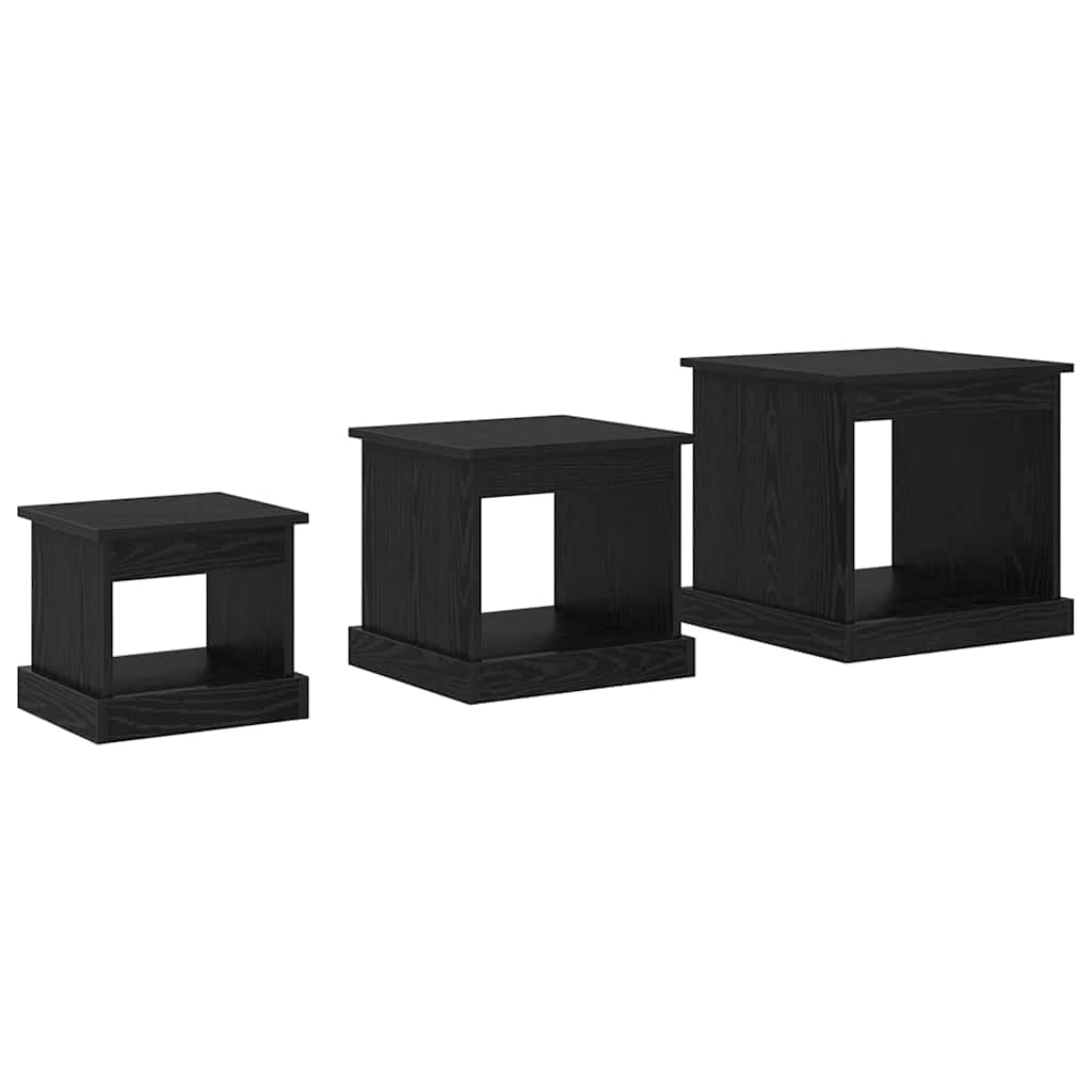vidaXL Coffee Table 3 pcs Black Oak 48 x 45 x 45 cm Engineered Wood
