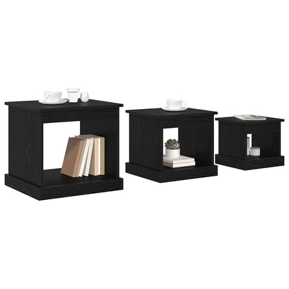 vidaXL Coffee Table 3 pcs Black Oak 48 x 45 x 45 cm Engineered Wood