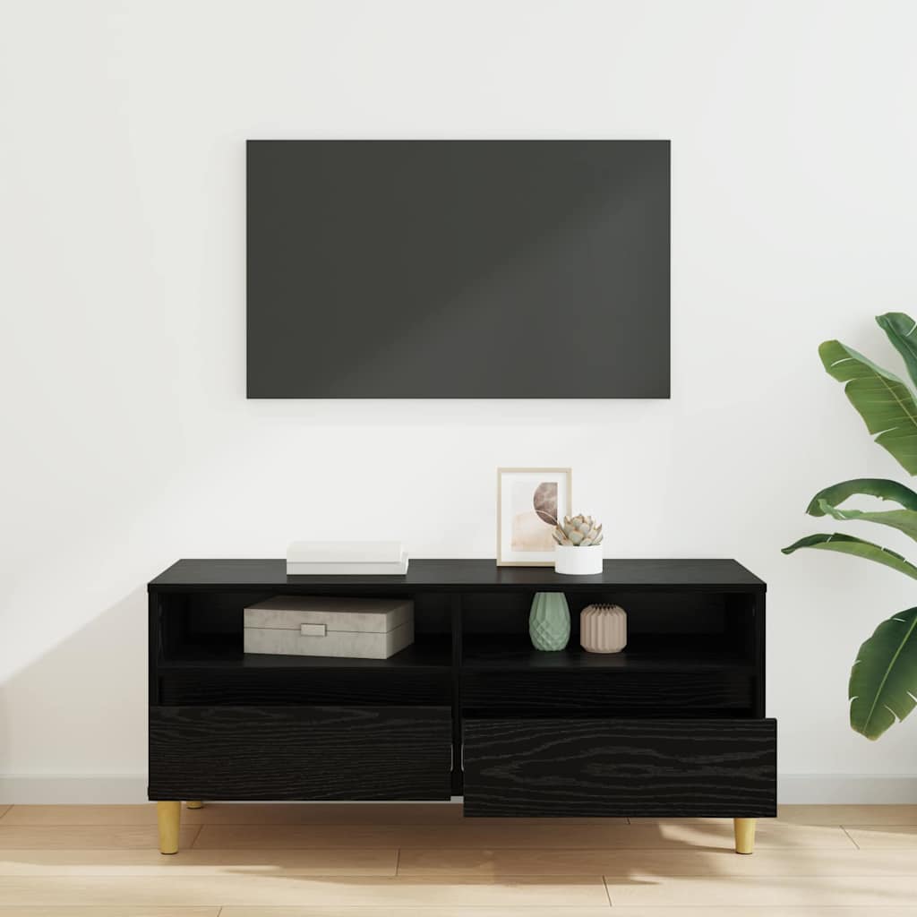 vidaXL TV Cabinet 100 x 34.5 x 44.5 cm Black Oak Engineered Wood