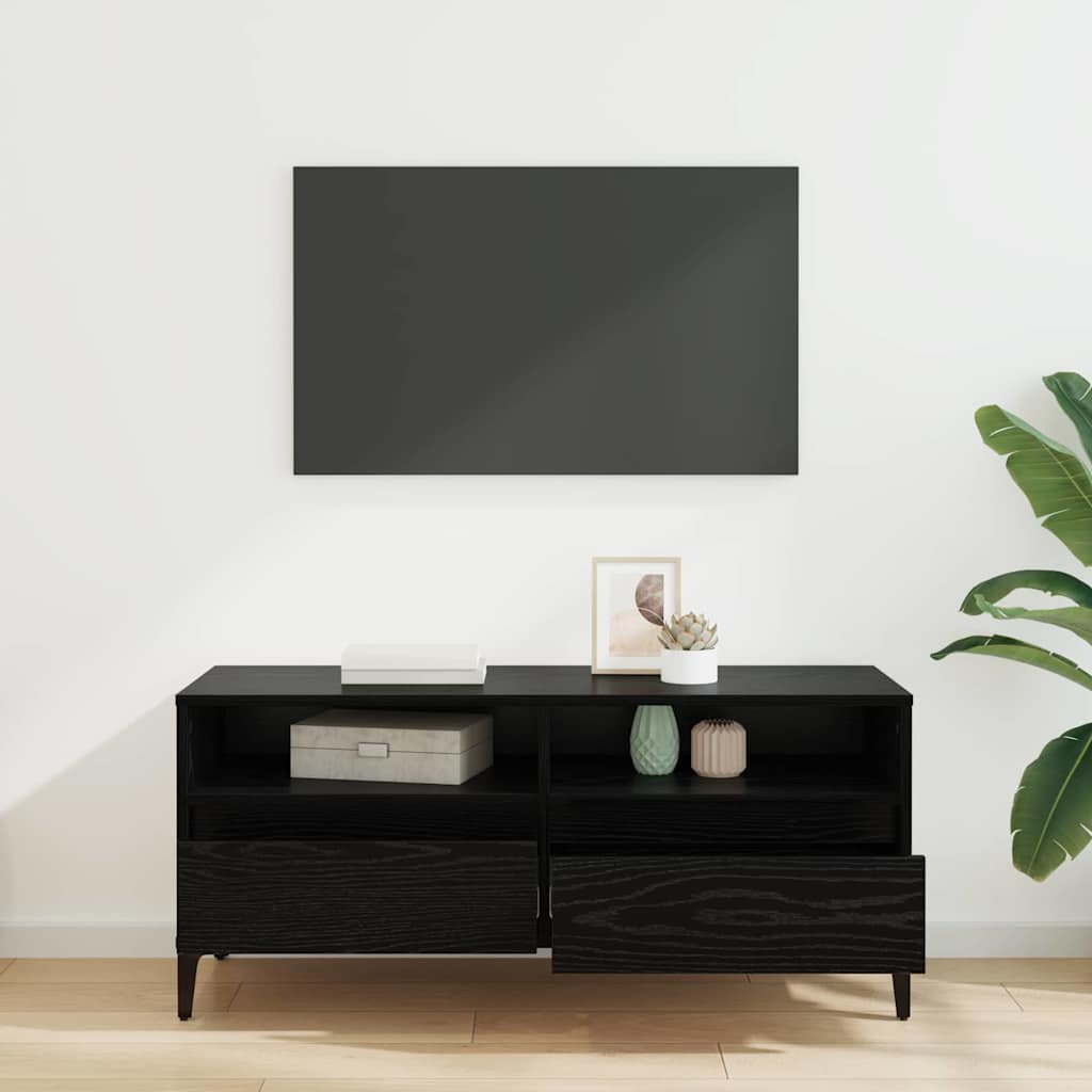 vidaXL TV Cabinet with Drawer Black Oak 100 x 34.5 x 44.5 cm