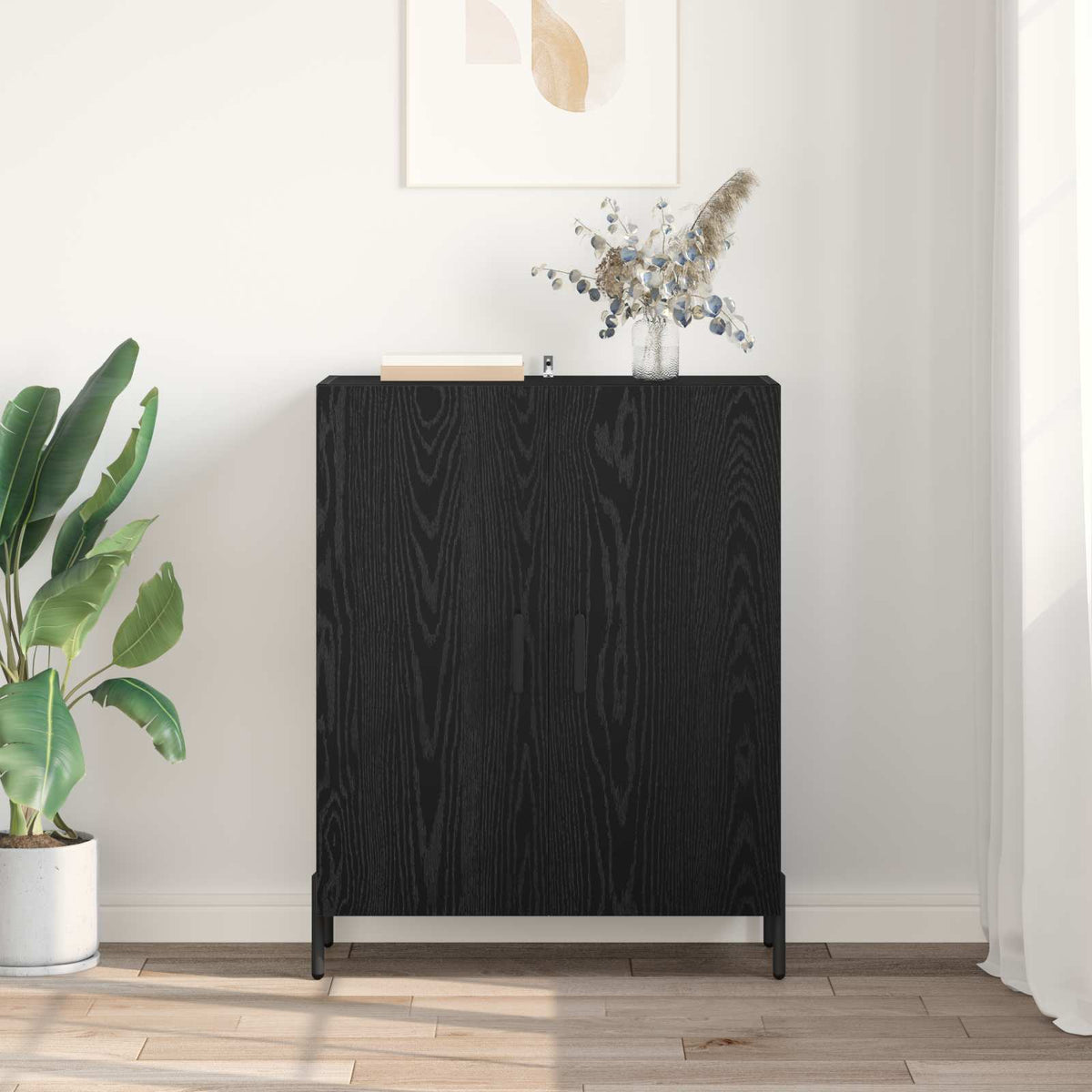 vidaXL Sideboard Black Oak 69.5 x 34 x 90 cm Engineered Wood