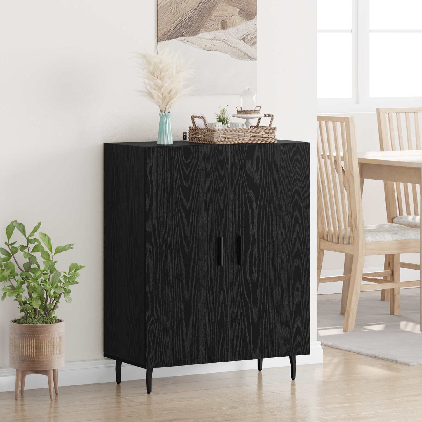 vidaXL Sideboard Black Oak 69.5 x 34 x 90 cm Engineered Wood