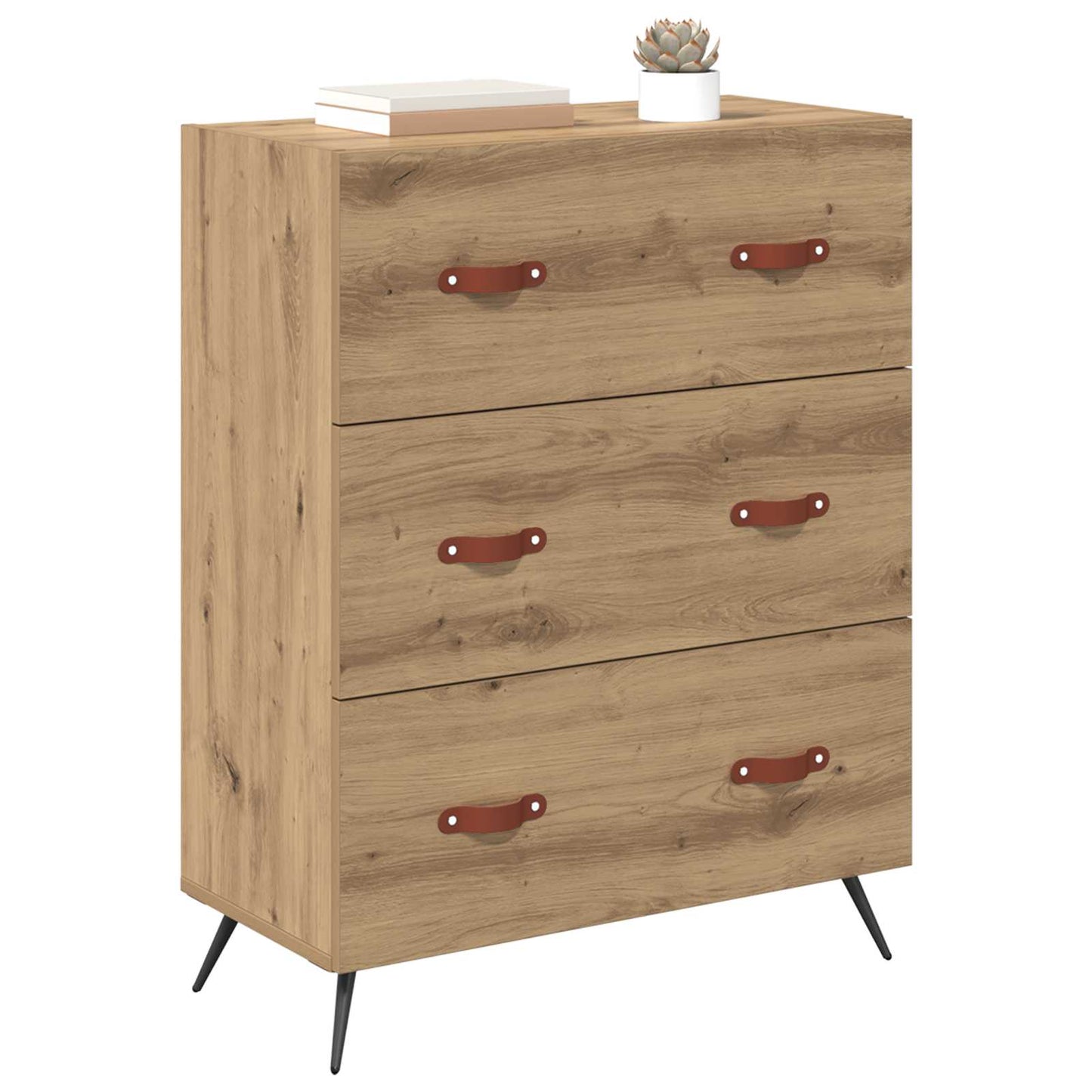 vidaXL Chest of Drawers 3-Drawer Artisan Oak 69.5 x 34 x 90 cm