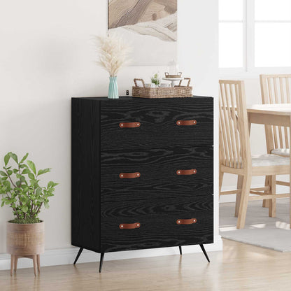 vidaXL Chest of Drawers Black Oak 69.5 x 34 x 90 cm Engineered Wood