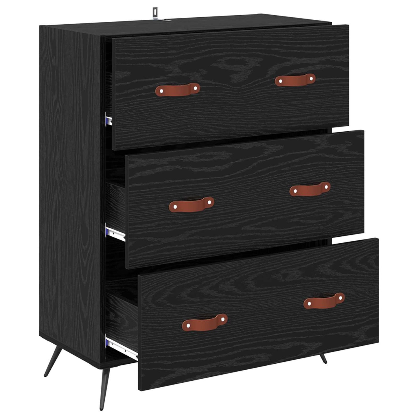 vidaXL Chest of Drawers Black Oak 69.5 x 34 x 90 cm Engineered Wood