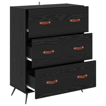 vidaXL Chest of Drawers Black Oak 69.5 x 34 x 90 cm Engineered Wood