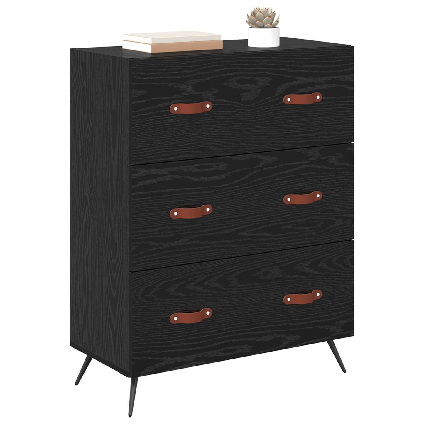vidaXL Chest of Drawers Black Oak 69.5 x 34 x 90 cm Engineered Wood