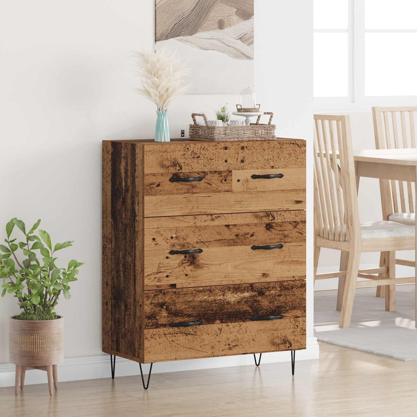 vidaXL Sideboard Old Wood 69.5 x 34 x 90 cm Engineered Wood and Iron