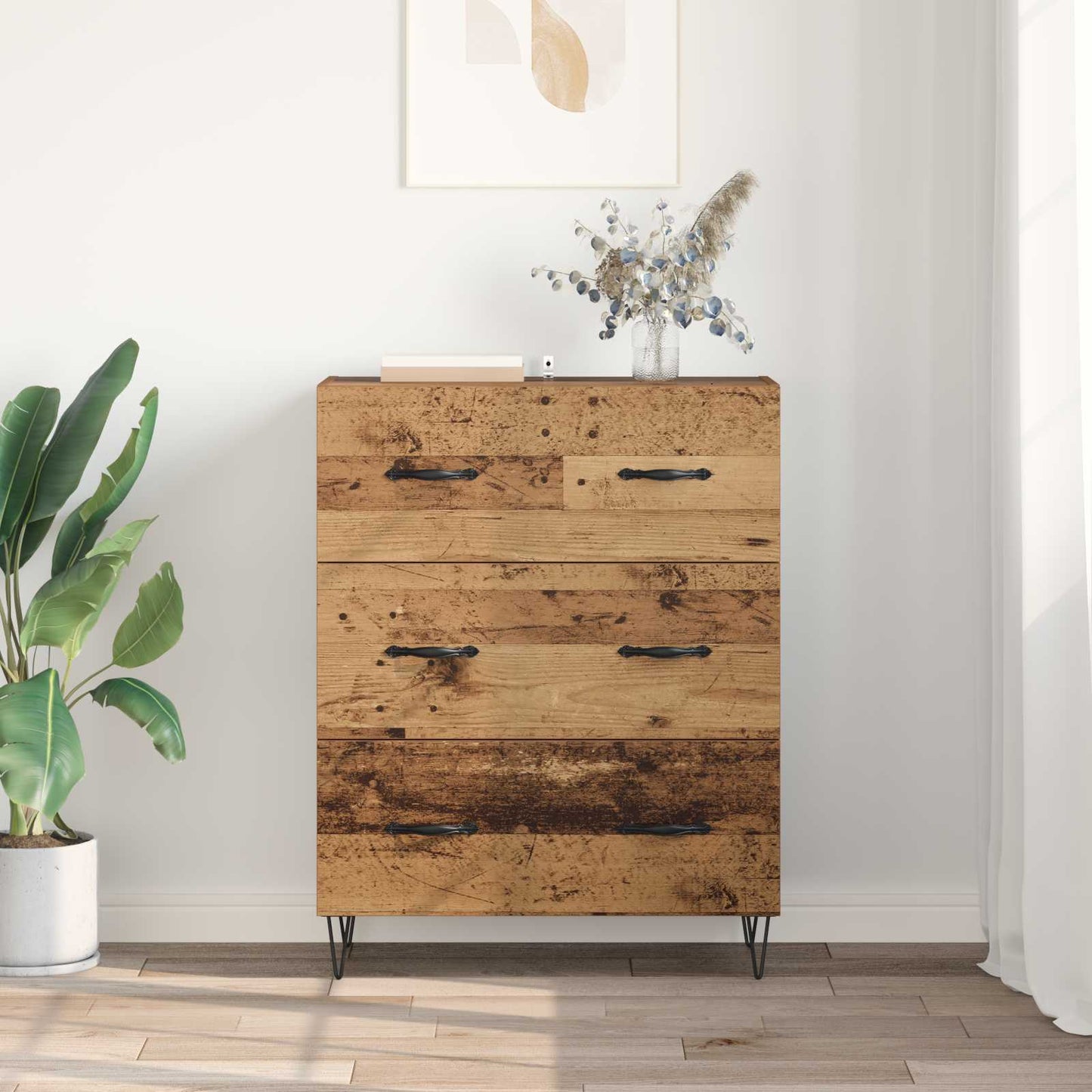 vidaXL Sideboard Old Wood 69.5 x 34 x 90 cm Engineered Wood and Iron