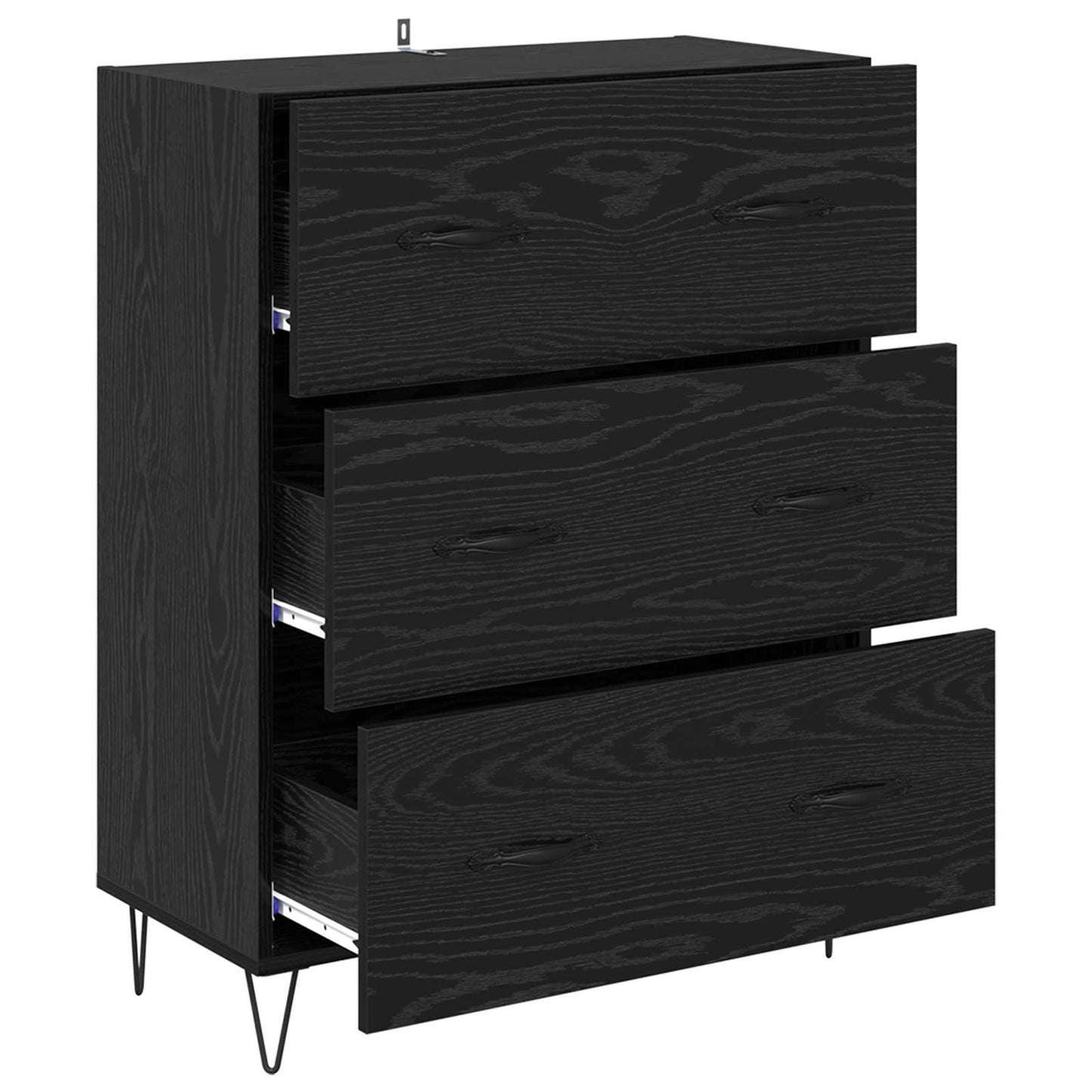 vidaXL Sideboard Black Oak 69.5 x 34 x 90 cm Engineered Wood and Iron