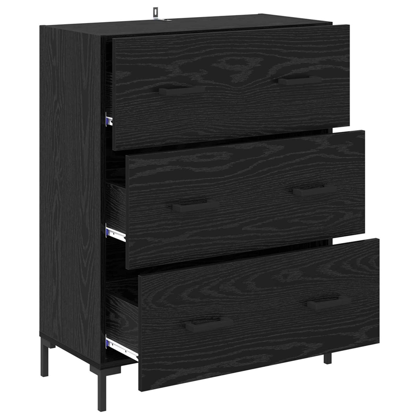 vidaXL Sideboard Black Oak 69.5 x 34 x 90 cm Engineered Wood and Iron