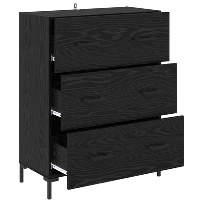 vidaXL Sideboard Black Oak 69.5 x 34 x 90 cm Engineered Wood and Iron