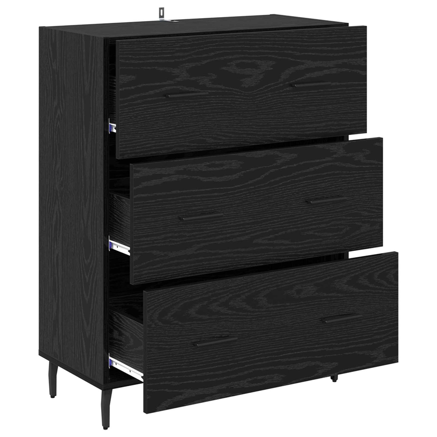 vidaXL Sideboard Black Oak 69.5 x 34 x 90 cm Engineered Wood and Iron