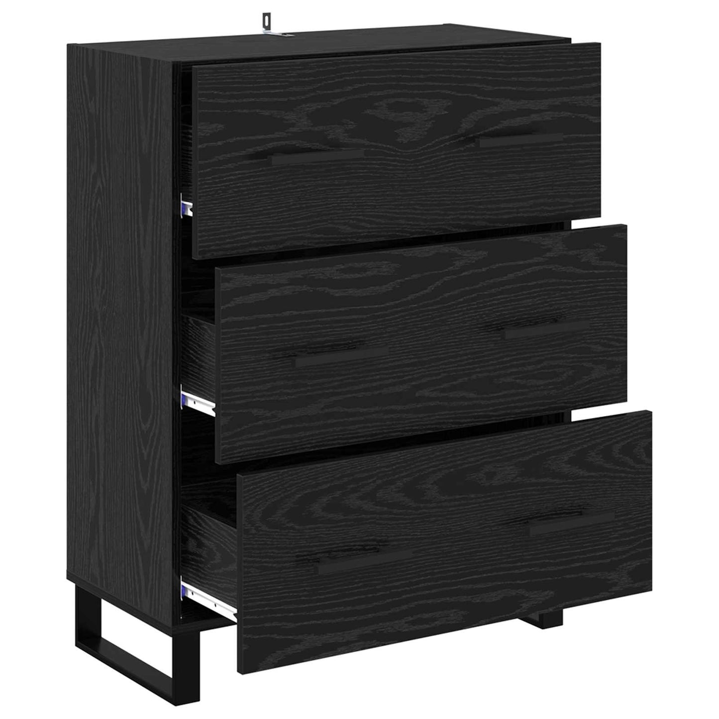 vidaXL Sideboard Black Oak 69.5 x 34 x 90 cm Engineered Wood and Iron