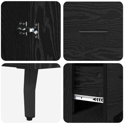 vidaXL Sideboard Black Oak 69.5 x 34 x 90 cm Engineered Wood and Iron