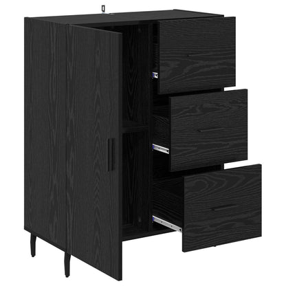 vidaXL Sideboard Black Oak 69.5 x 34 x 90 cm Engineered Wood and Iron