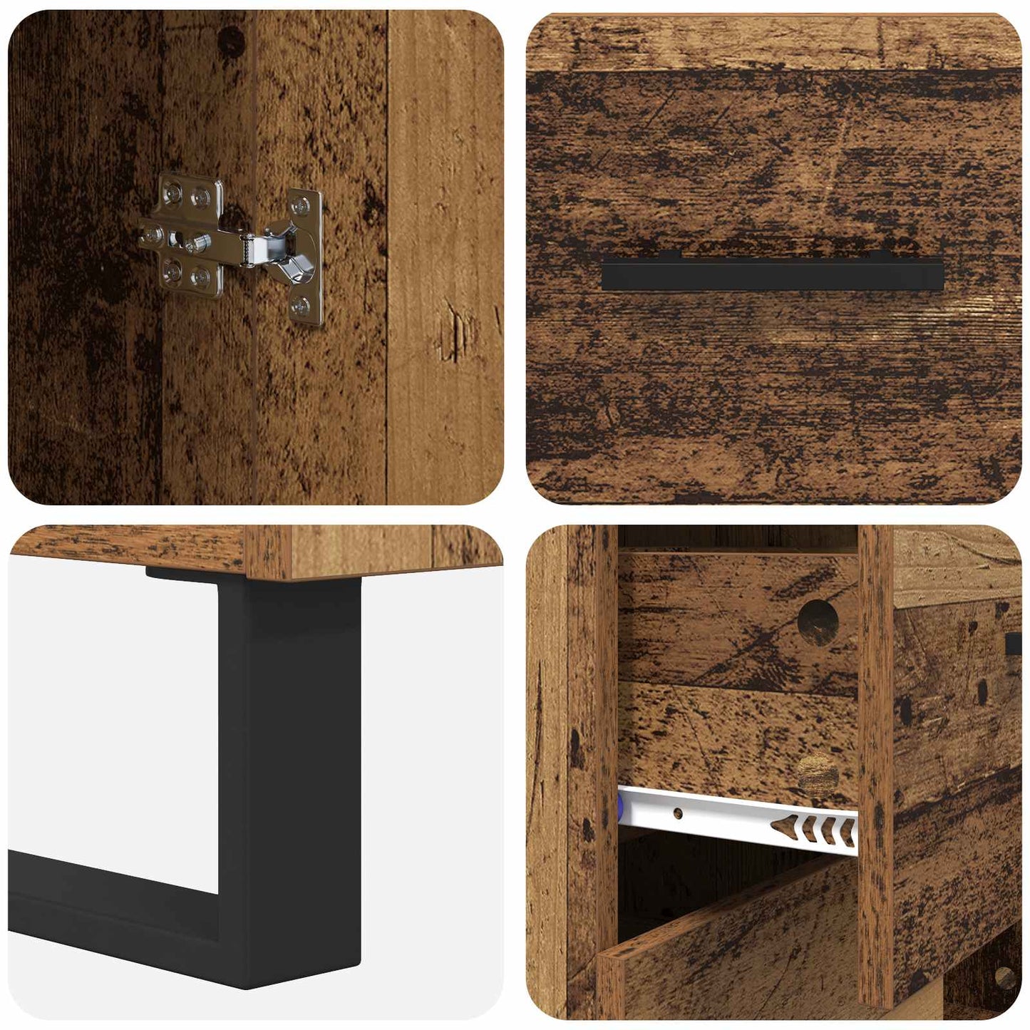 vidaXL Sideboard Old Wood 69.5 x 34 x 90 cm Engineered Wood and Iron
