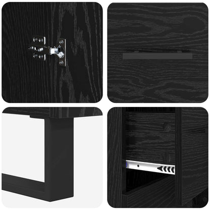 vidaXL Sideboard Black Oak 69.5 x 34 x 90 cm Engineered Wood and Iron