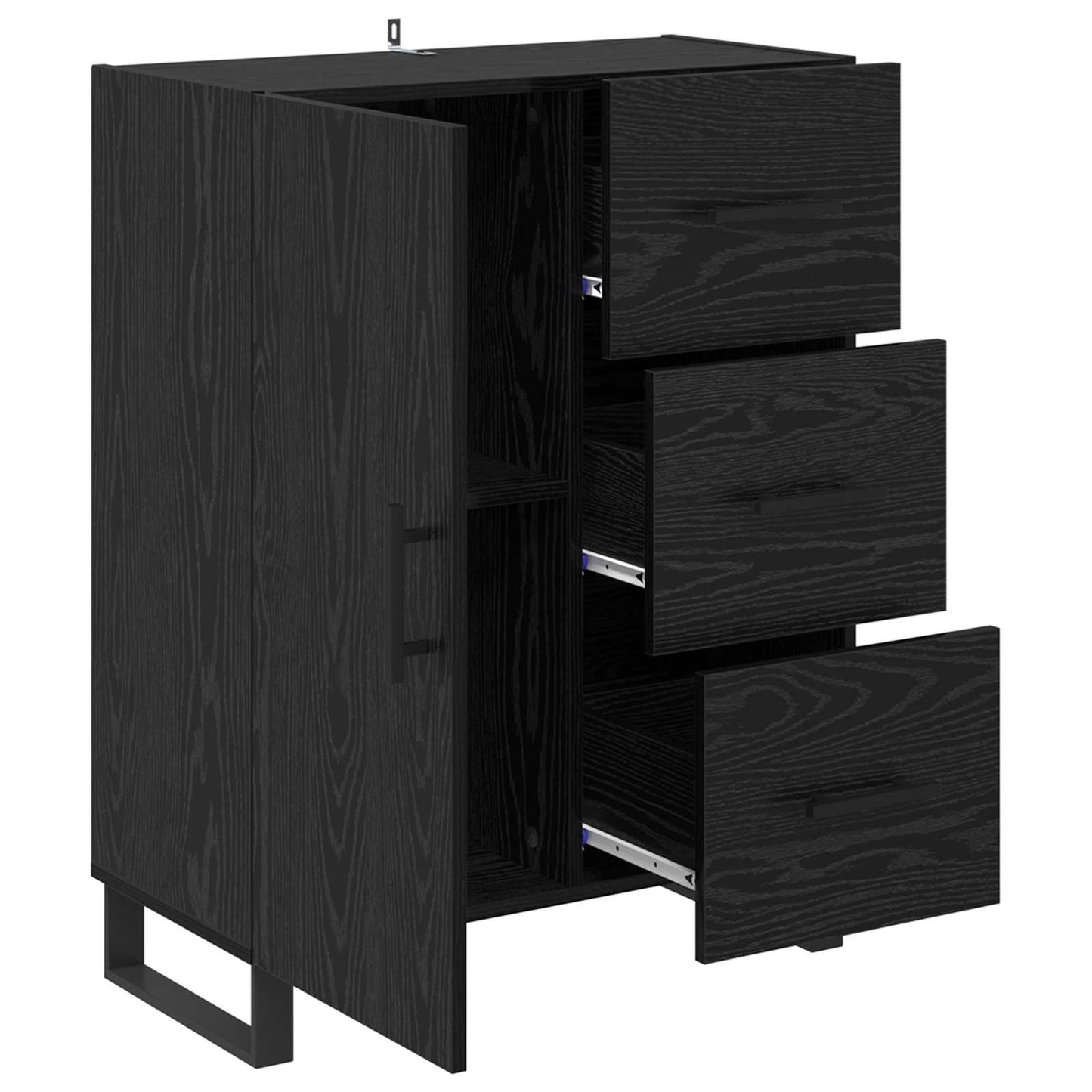 vidaXL Sideboard Black Oak 69.5 x 34 x 90 cm Engineered Wood and Iron
