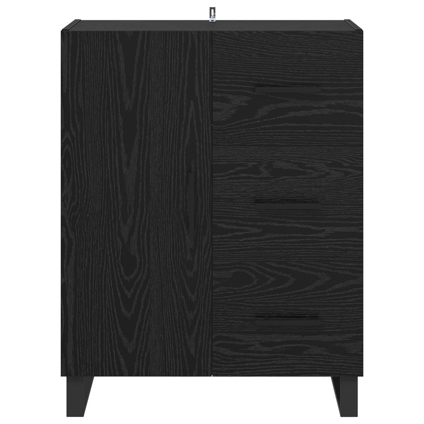 vidaXL Sideboard Black Oak 69.5 x 34 x 90 cm Engineered Wood and Iron