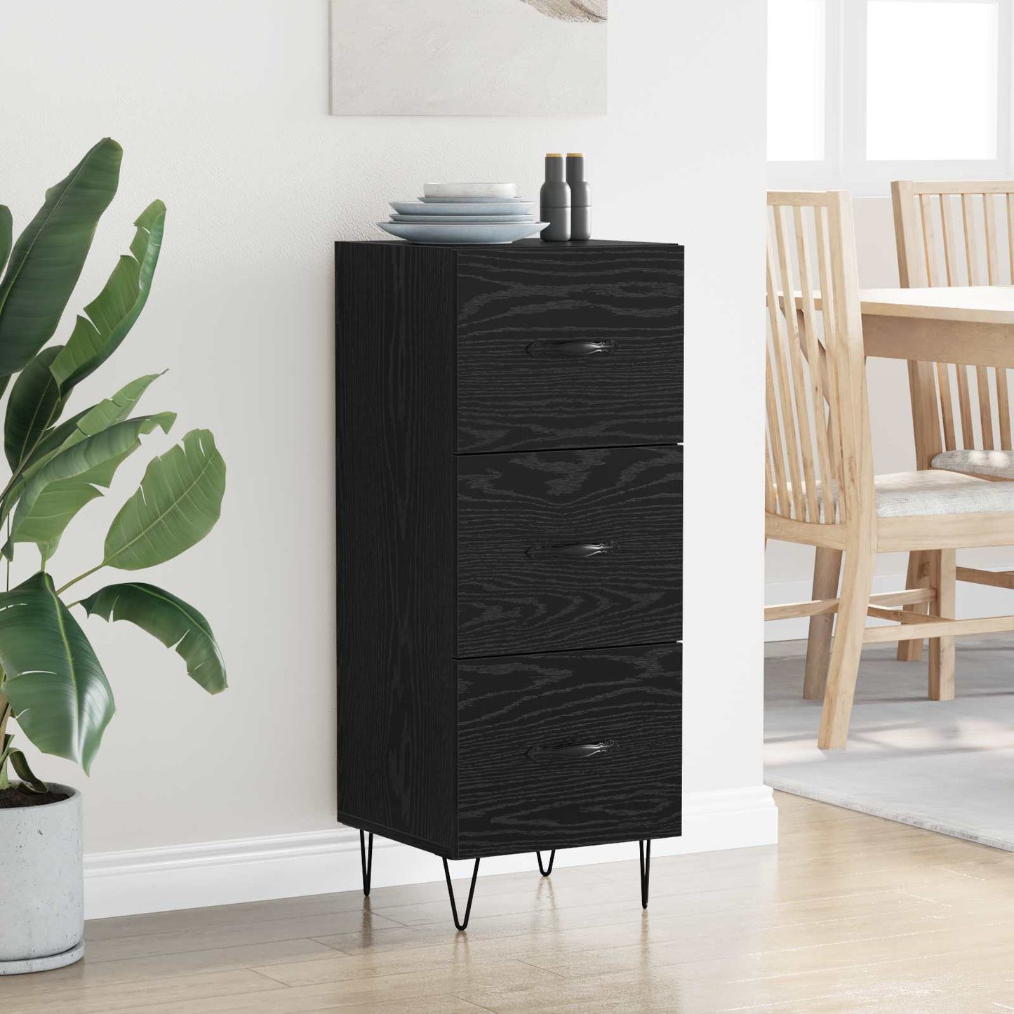 vidaXL Sideboard Black oak 34 x 34.5 x 90 cm Engineered wood