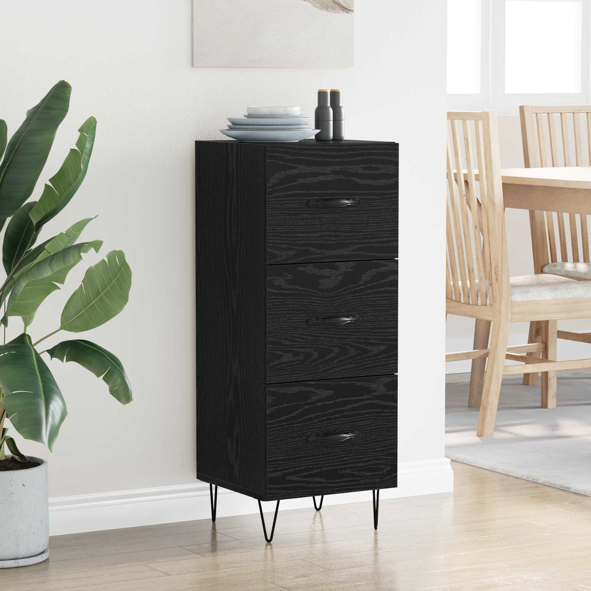 vidaXL Sideboard Black oak 34 x 34.5 x 90 cm Engineered Wood
