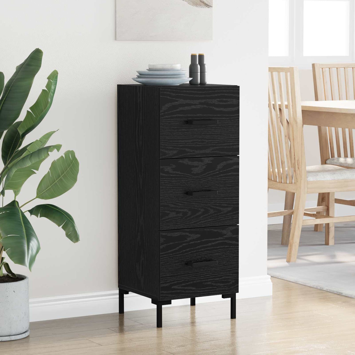 vidaXL Sideboard Black Oak 34.5 x 34 x 90 cm Engineered Wood