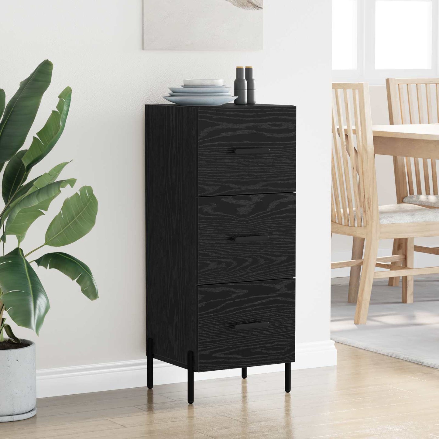 vidaXL Sideboard Black oak 34 x 34.5 x 90 cm Engineered Wood