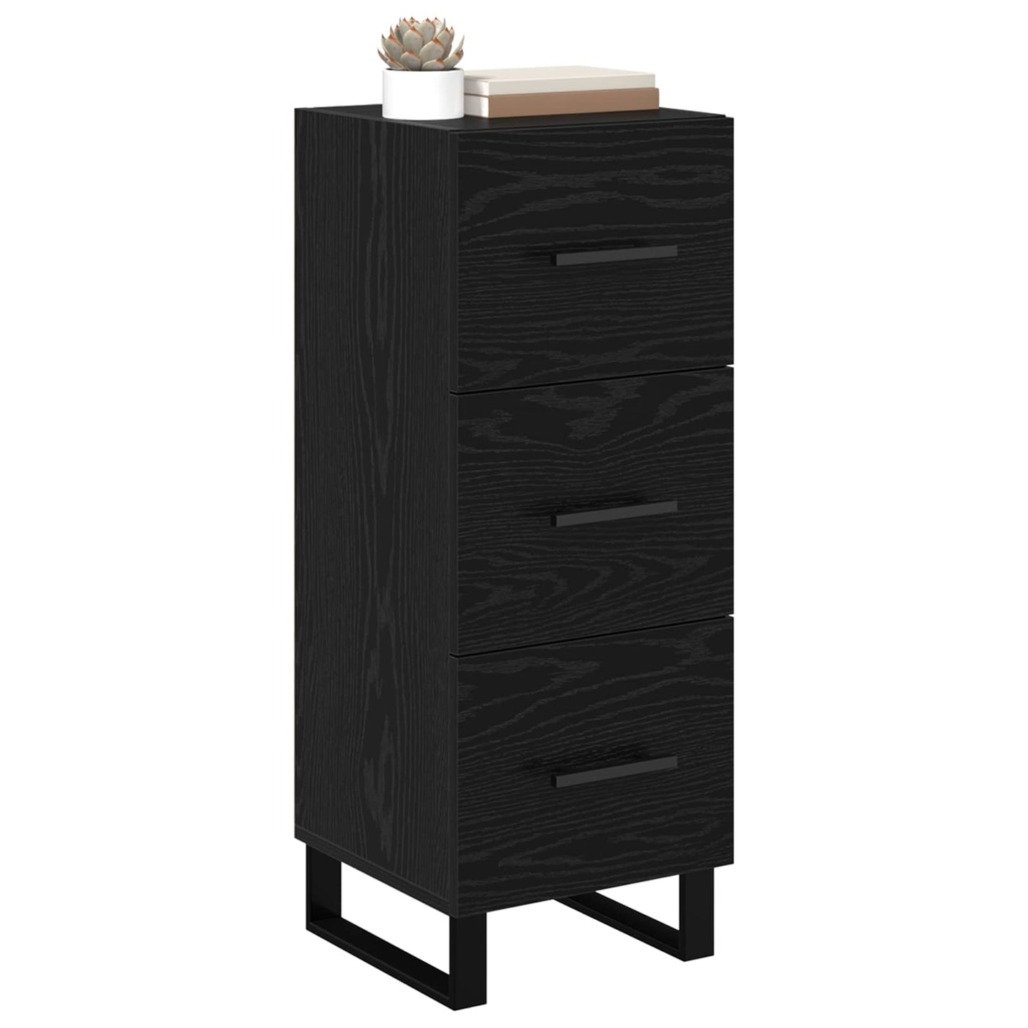vidaXL Sideboard Black Oak 34.5 x 34 x 90 cm Engineered Wood and Iron