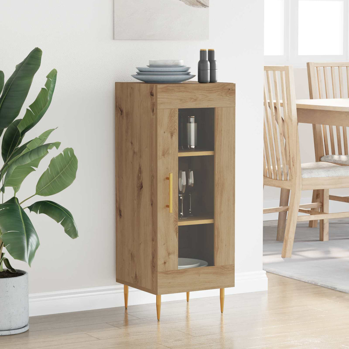 vidaXL Sideboard Artisan oak 34 x 34.5 x 90 cm Engineered Wood