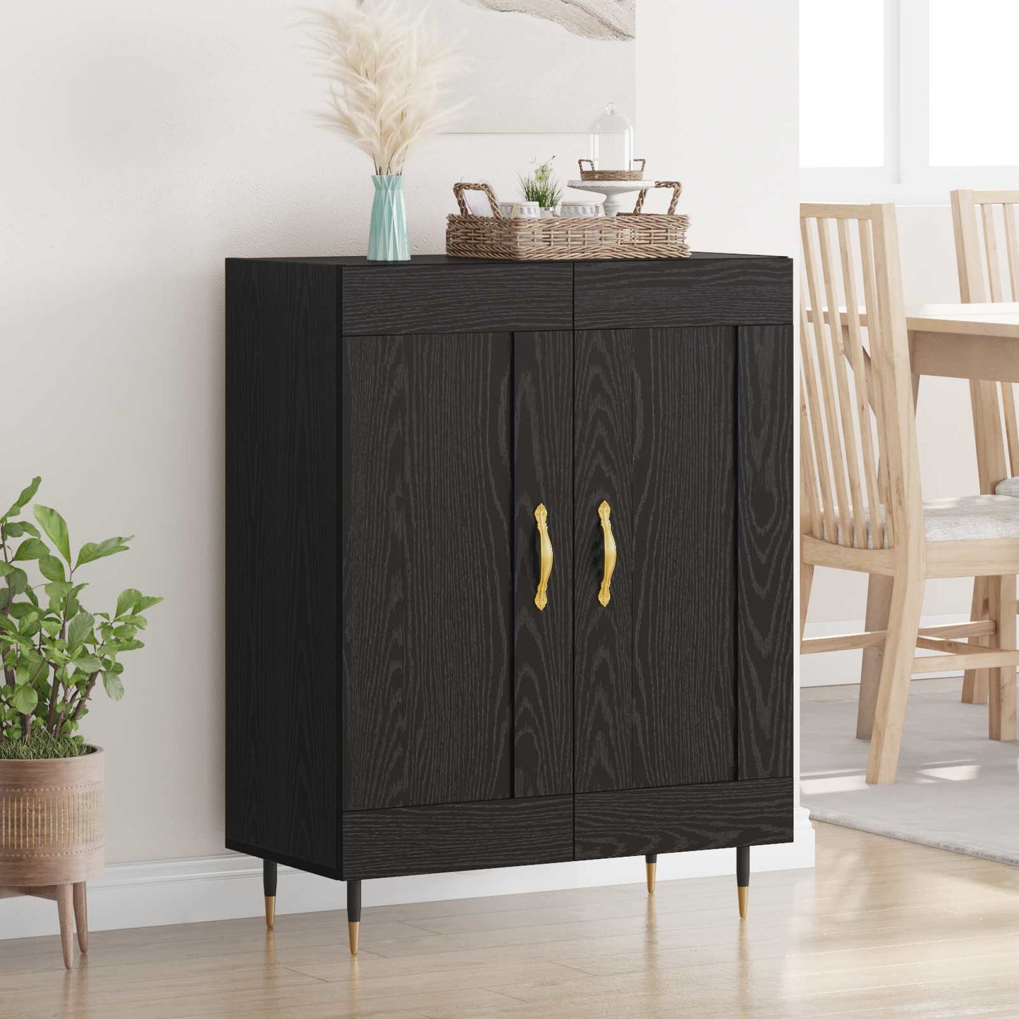 vidaXL Sideboard Black Oak 69.5 x 34 x 90 cm Engineered Wood
