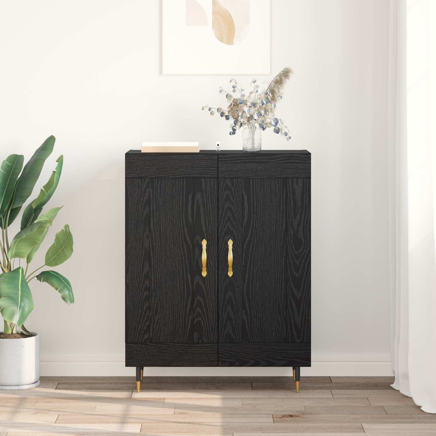 vidaXL Sideboard Black Oak 69.5 x 34 x 90 cm Engineered Wood